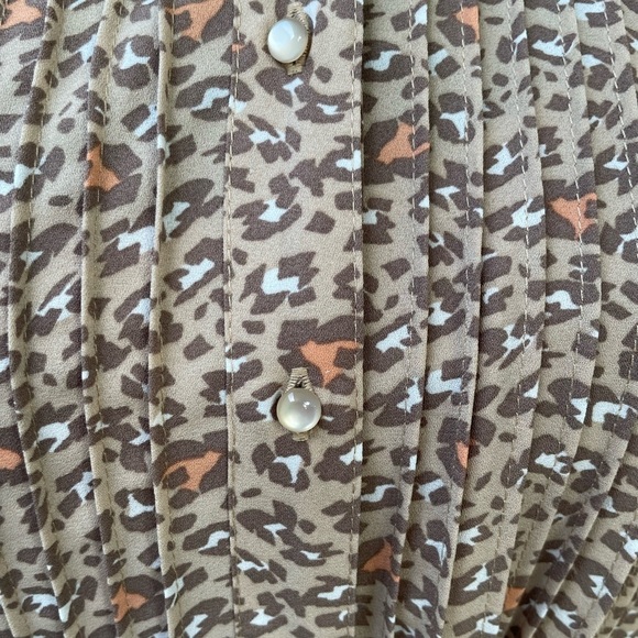 Nanette Lepore Collared Tie Waist Long Sleeve Pleated Multi Print Dress - Size 6 - Picture 12 of 16